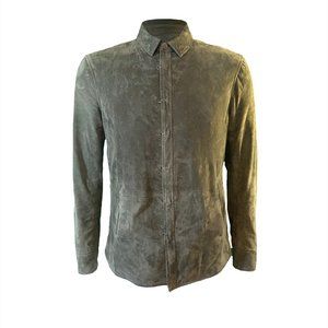 Mens John Varvatos Green Suede Light Jacket, Size 46